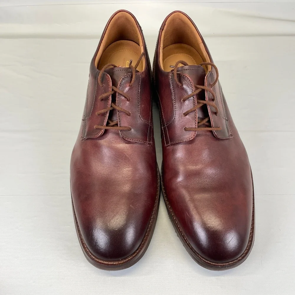 Clarks Un Hugh Lace Dress Shoes Mens Size 13 M Brown Leather Lace Up Derby